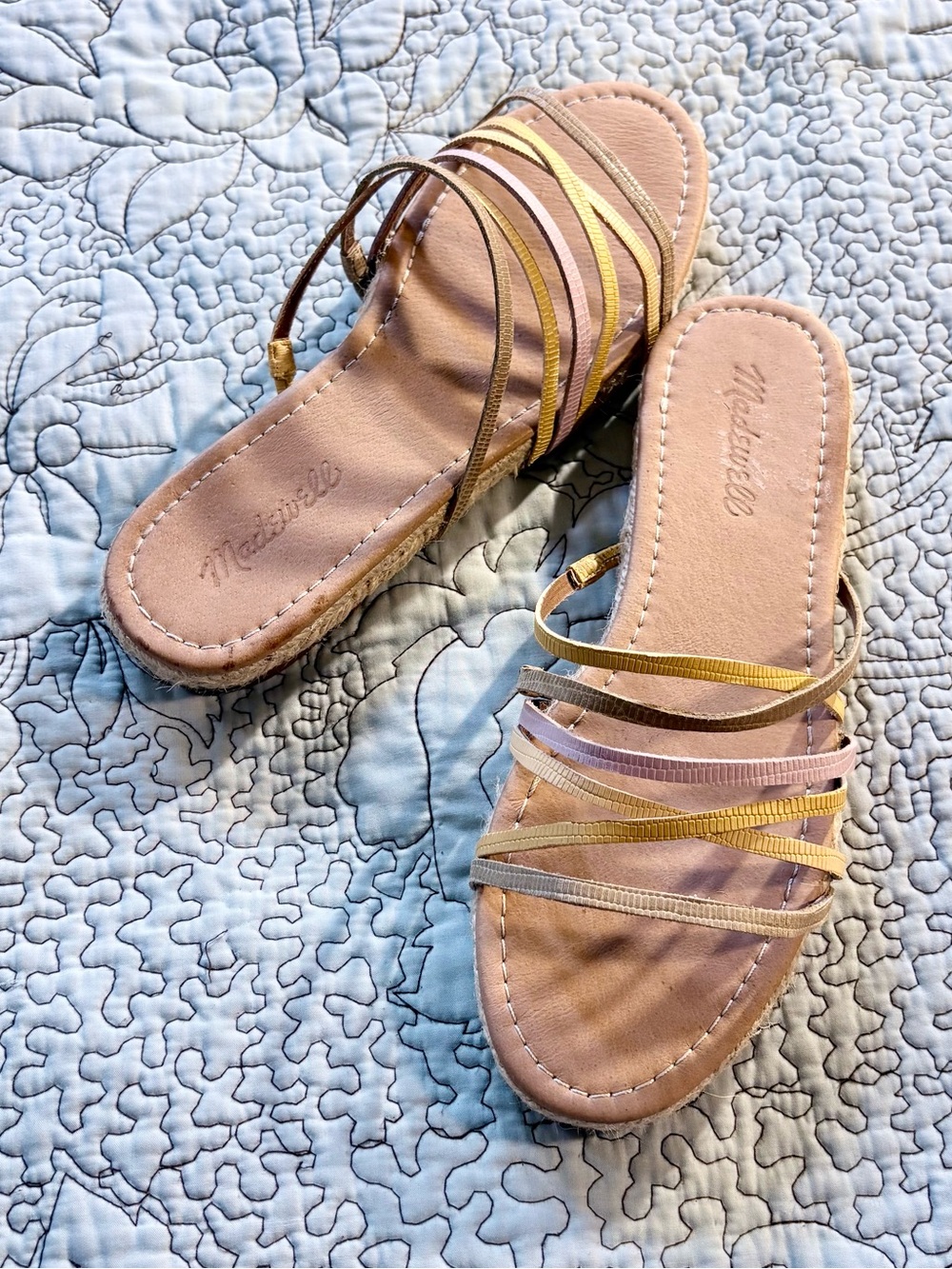 MADEWELL Kathryn Colorful Strappy Leather Espadrille Slide Sandals Pastel~7.5💛